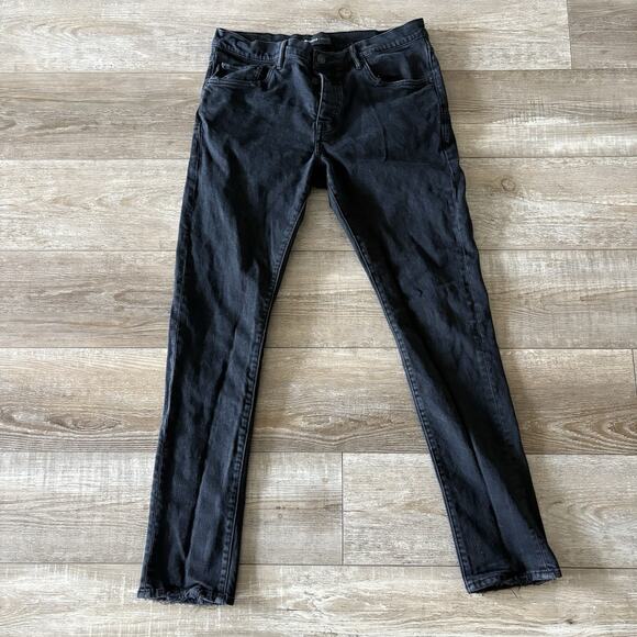 Purple Brand Jeans | Men 33x32 | Black P001 Button Fly Distressed Slim Fit Denim - Picture 1 of 13